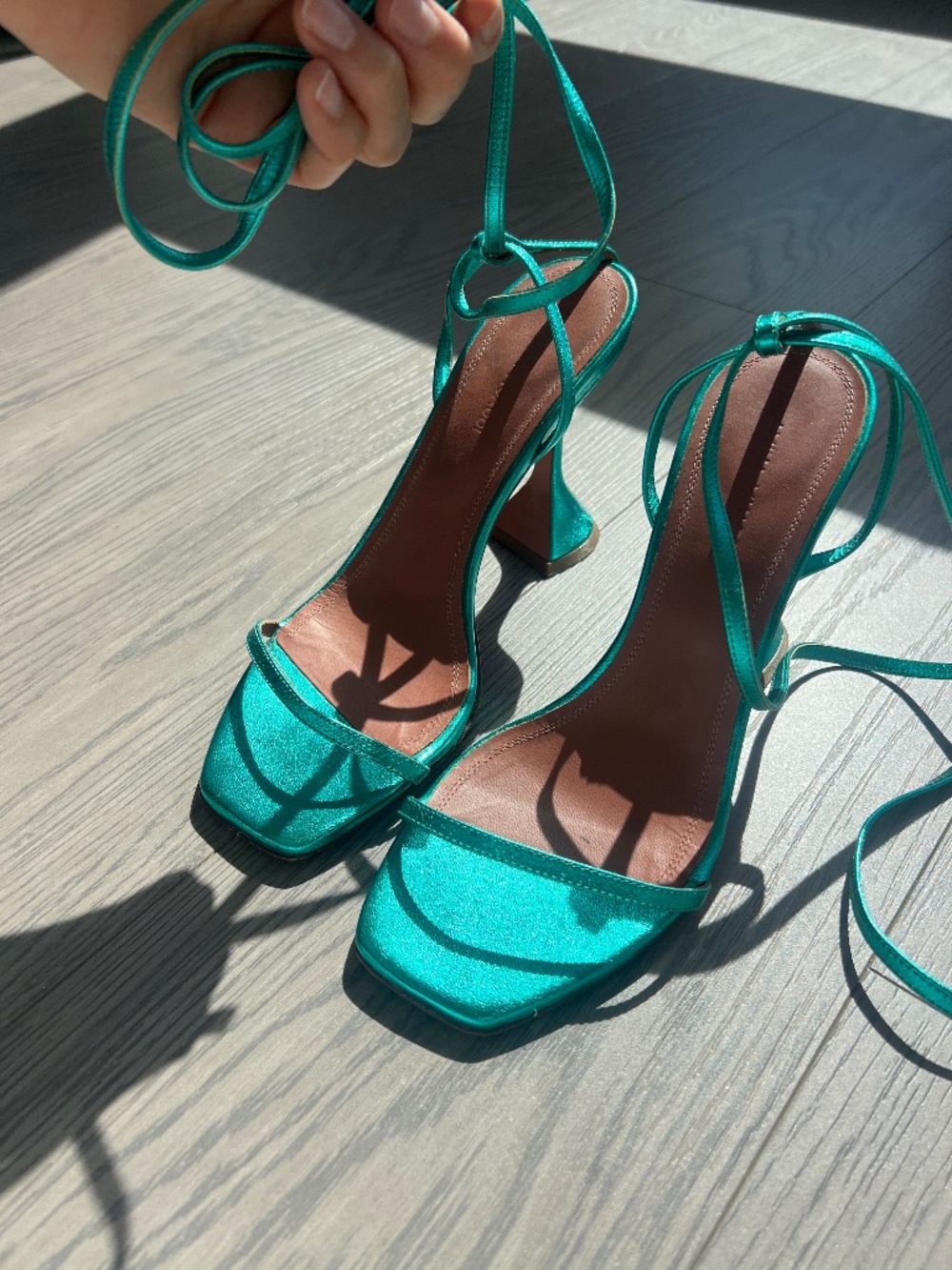Amina Muaddi Lace up Heels